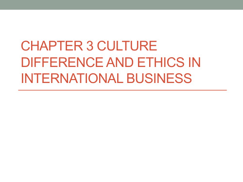 Chapter 3 Culture Difference and Ethics in International Business (1)国际商务中文化不同和伦理