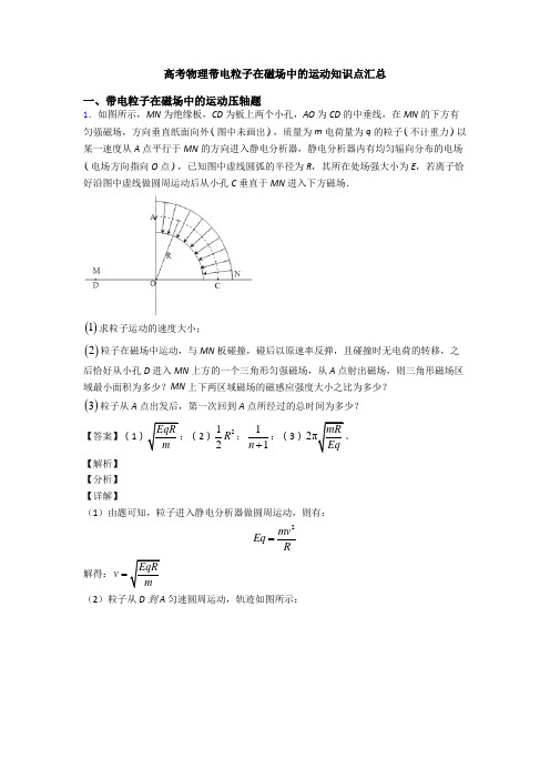 高考物理带电粒子在磁场中的运动知识点汇总