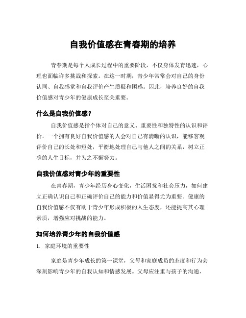 自我价值感在青春期的培养
