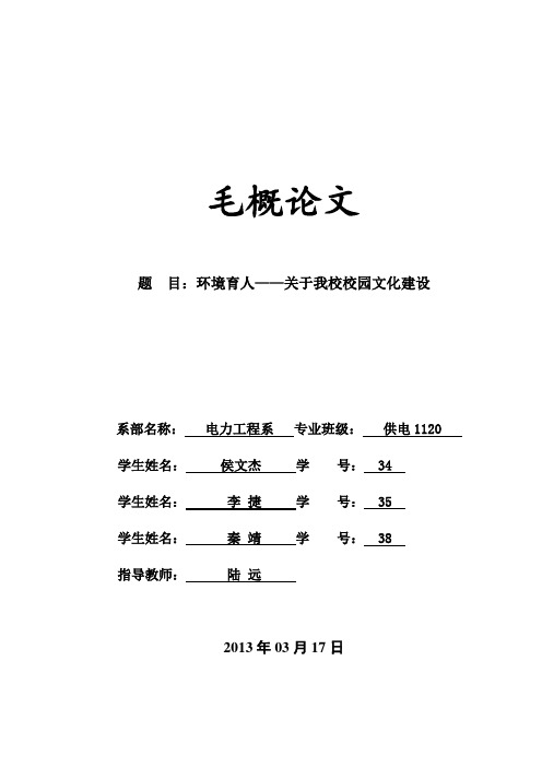 毛概论文校园文化建设