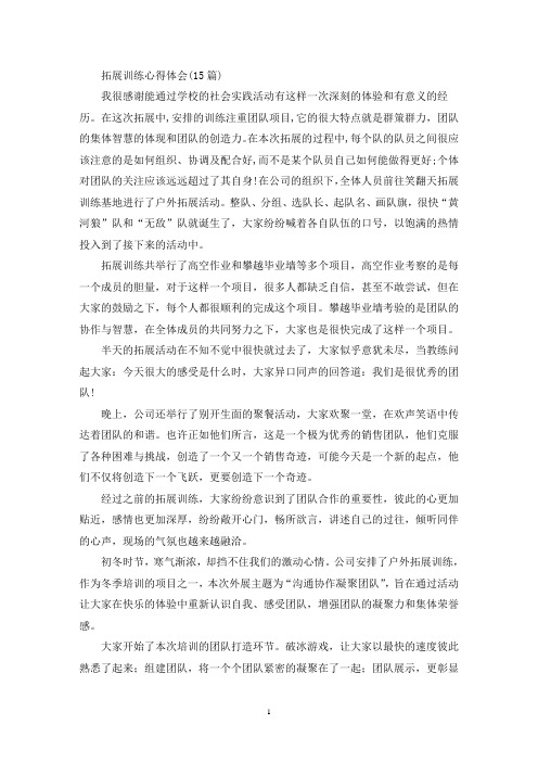 拓展训练心得体会(15篇)
