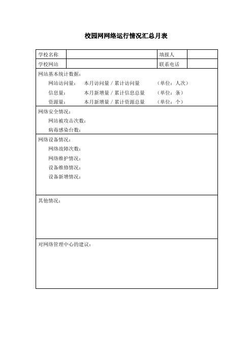 校园网网络运行情况汇总月表(精)