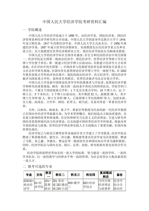 中国人民大学经济学院考研必备
