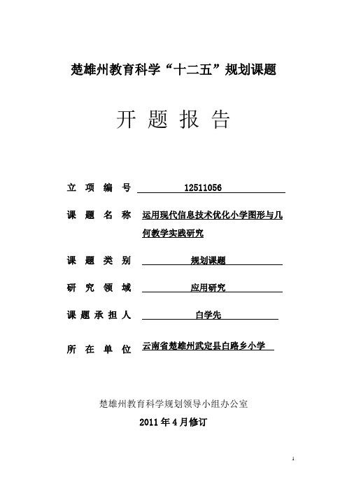 运用现代信息技术优化小学图形与几何教学实践研究开题报告