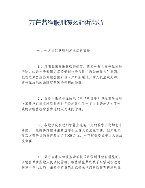 一方在监狱服刑怎么起诉离婚