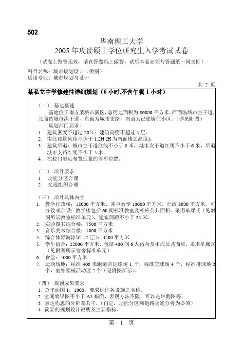 华南理工大学2005年城市规划设计考研试题.doc