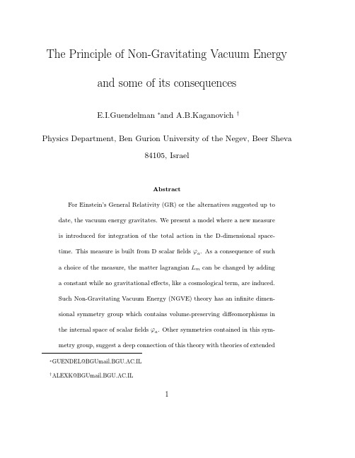 The Principle of Non-Gravitating Vacuum Energy