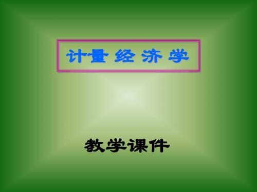 计量 经 济 学 PPT课件