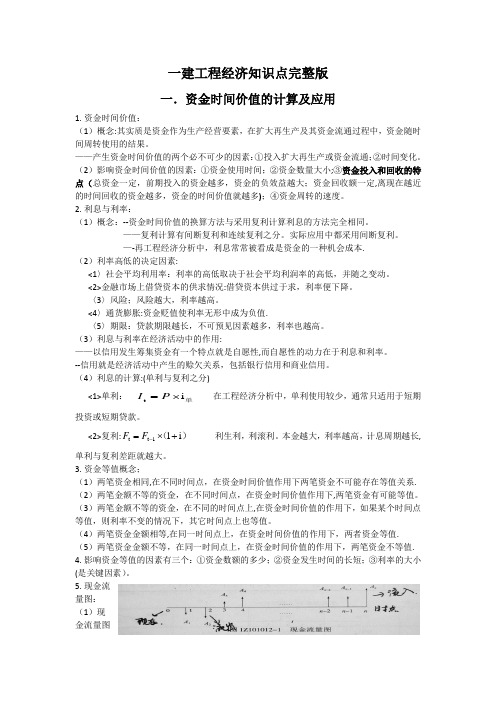 2019年一建建设工程经济知识点完整版