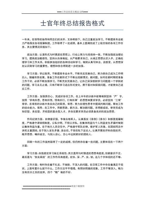 2019年最新士官年终工作总结ppt模板工作总结文档【五篇】