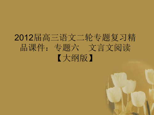 2012届高三语文二轮专题复习 专题六 文言文阅读精品课件 大纲人教版