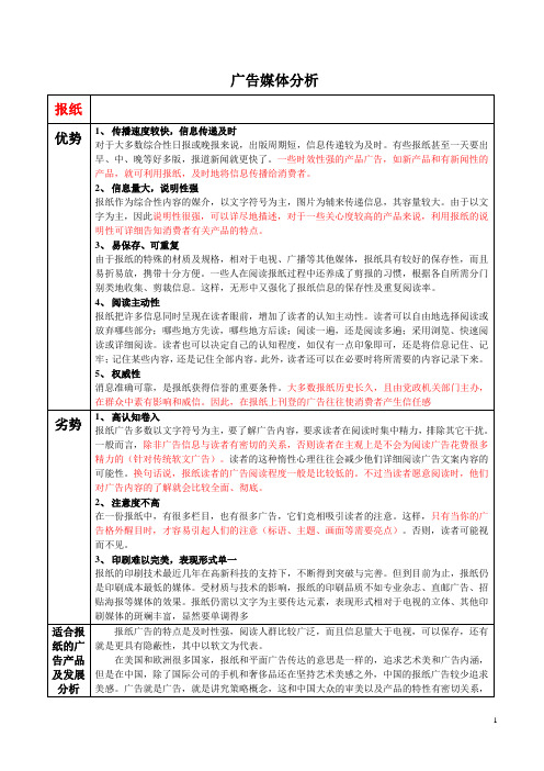 广告媒体优劣势分析