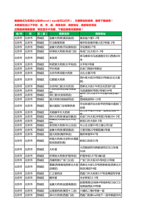 2020新版北京市北京市西城区药工商企业公司商家名录名单黄页联系电话号码地址大全219家