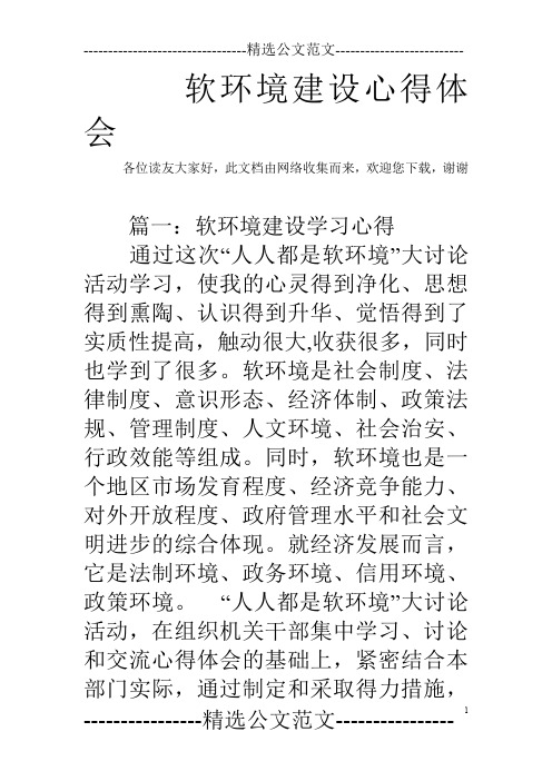软环境建设心得体会