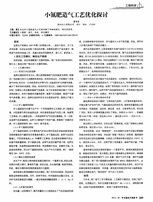 小氮肥造气工艺优化探讨