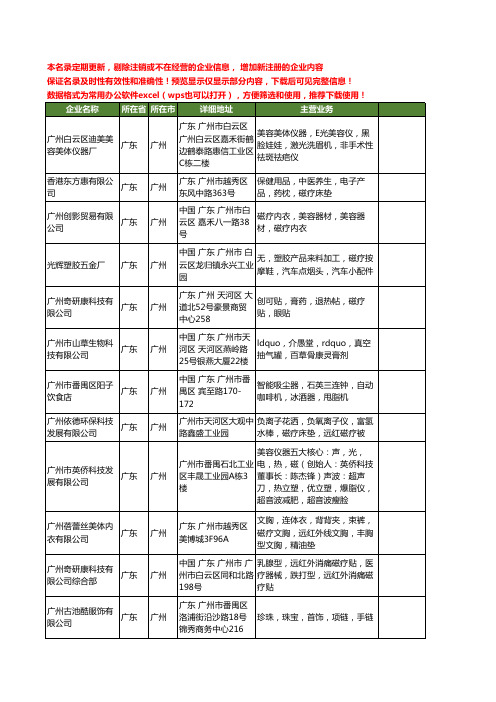 新版广东省广州磁疗工商企业公司商家名录名单联系方式大全56家