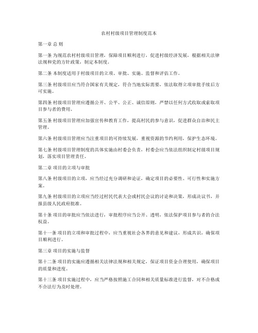 农村村级项目管理制度范本