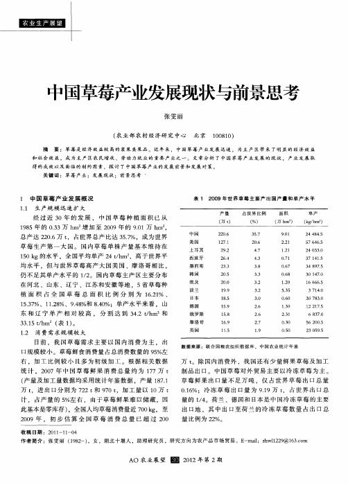 中国草莓产业发展现状与前景思考