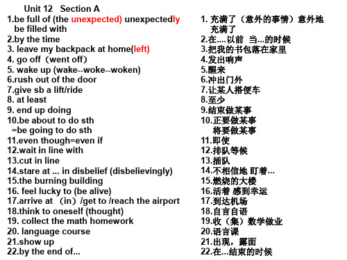 人教版九年级Unit 12 短语