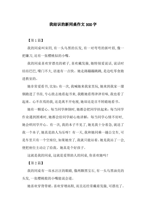 我结识的新同桌作文300字