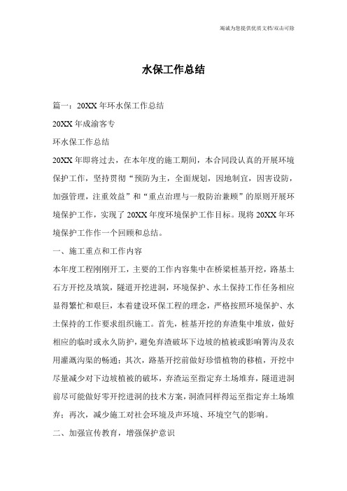 水保工作总结