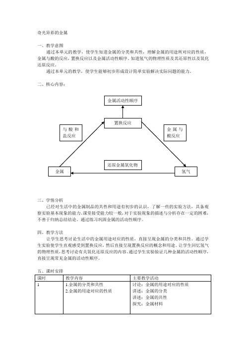 沪教版化学九下6.1《奇光异彩的金属》word教案