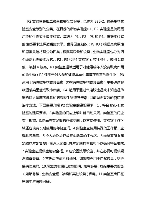 p2实验室建设标准