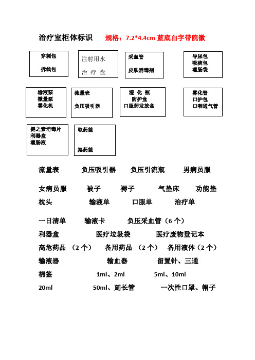 治疗室清单