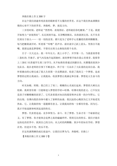 精选奔跑在路上作文800字