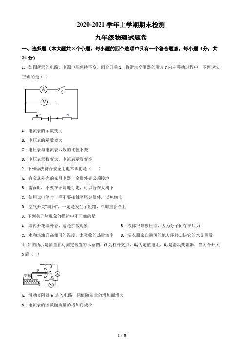 2020—2021学年九年级(上)期末检测物理试题
