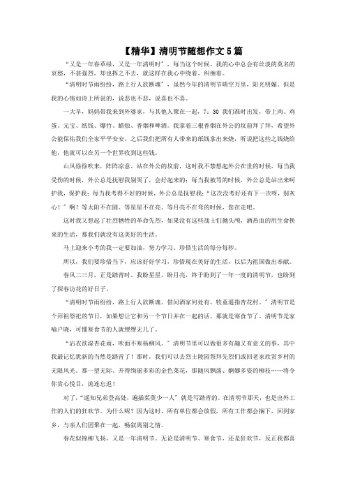 最新清明节随想作文5篇精选