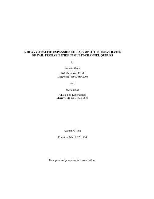 A heavy-traffic expansion for asymptotic decay rates of tail probabilities in multi-channel