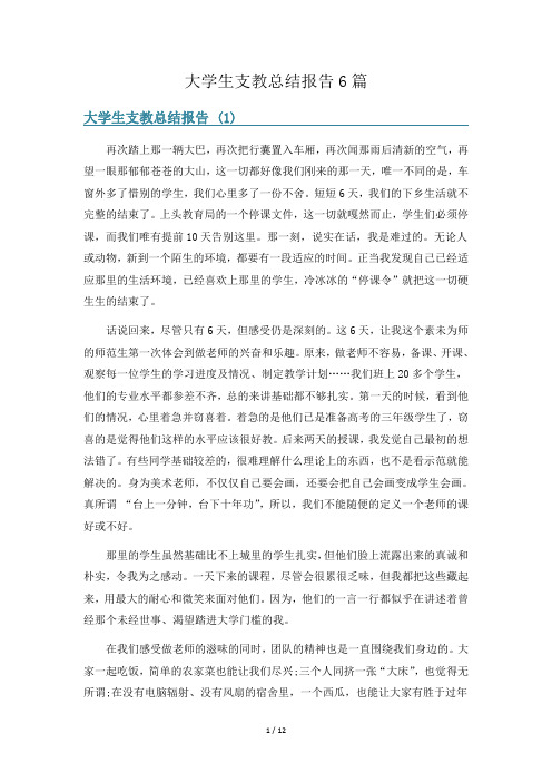 大学生支教总结报告6篇