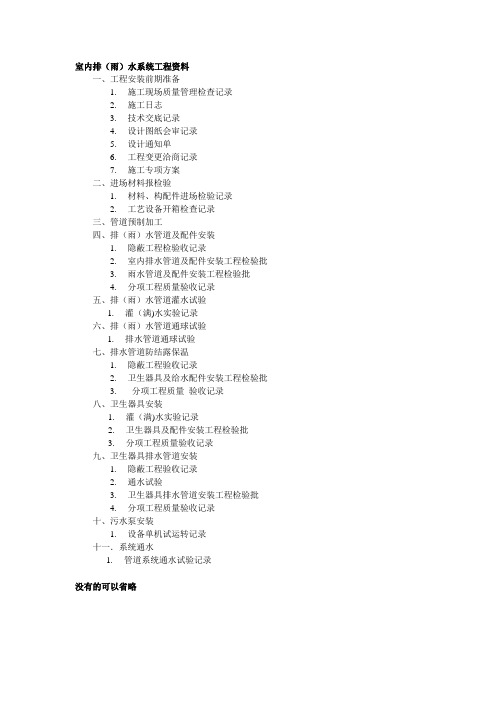 室内排(雨)水系统工程资料