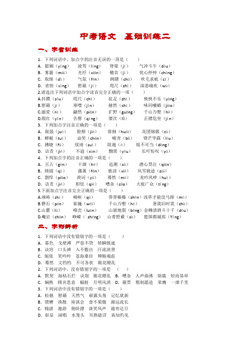 中考语文  基础训练二(有答案)