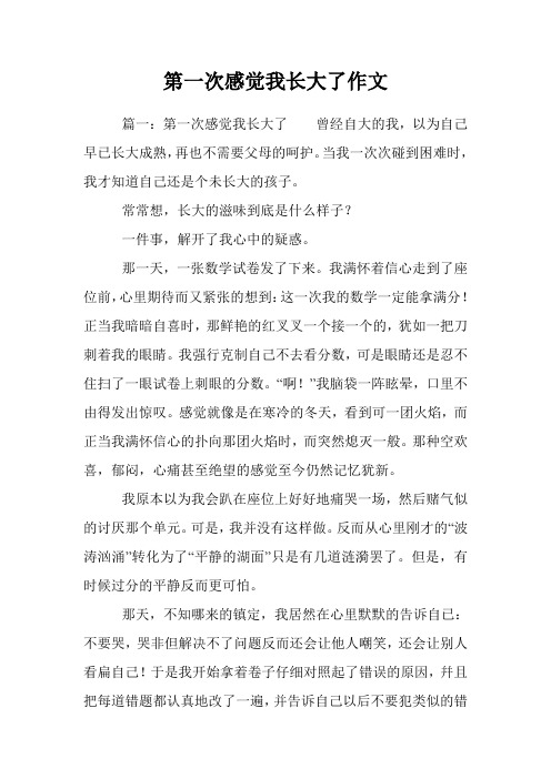 第一次感觉我长大了作文