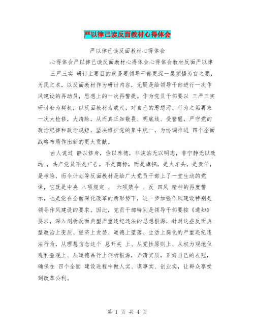 严以律己读反面教材心得体会