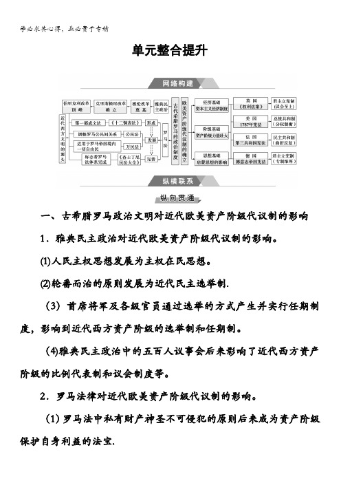 2018版高考历史一轮总复习习题：第二单元单元整合提升含答案