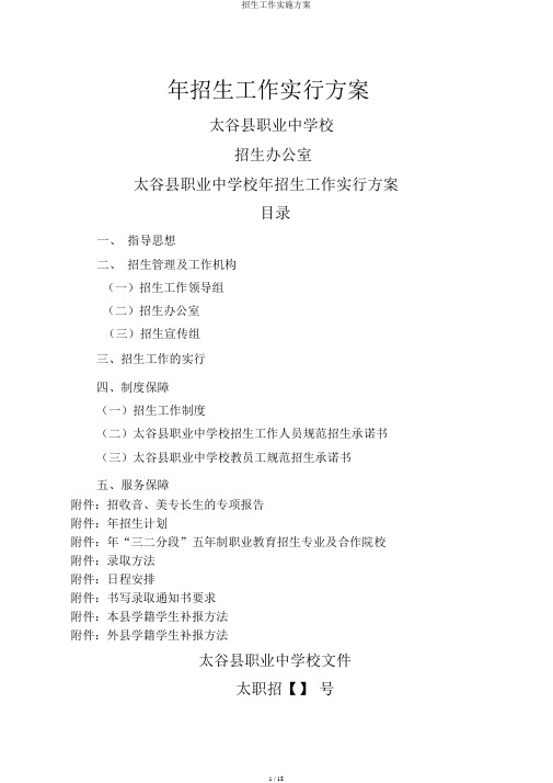 招生工作实施方案