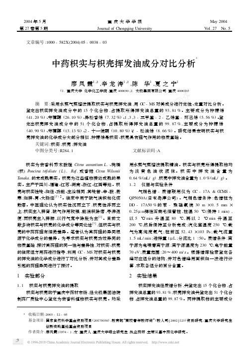 中药枳实与枳壳挥发油成分对比分析
