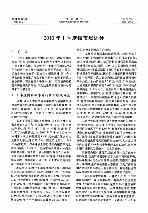 2010年1季度钼市场述评