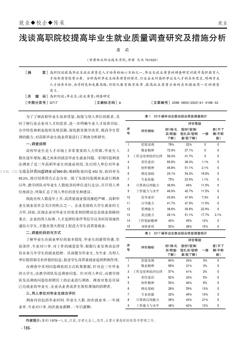 浅谈高职院校提高毕业生就业质量调查研究及措施分析