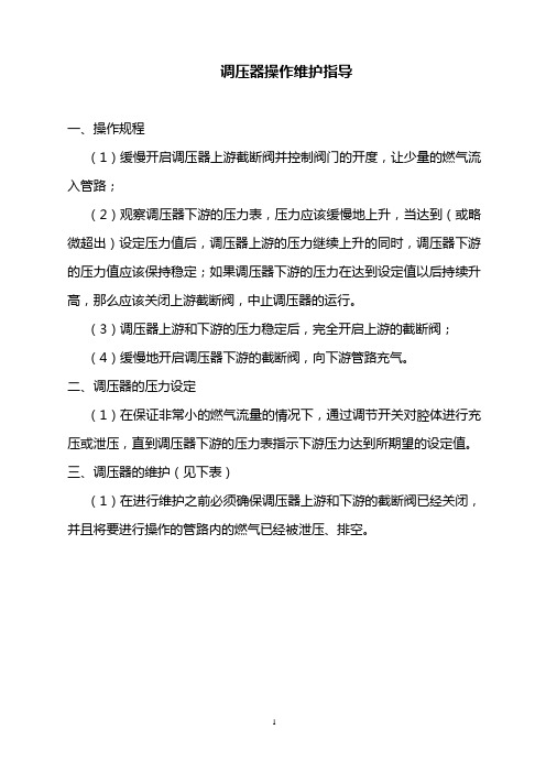 LNG调压器操作维护指导
