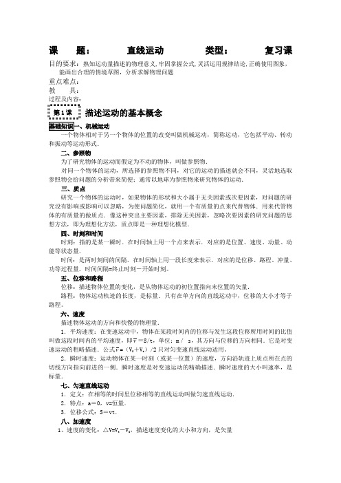 高三物理高考复习专题01-直线运动
