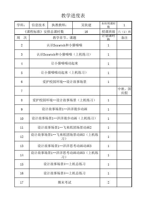 信息技术课程说明书进度  表