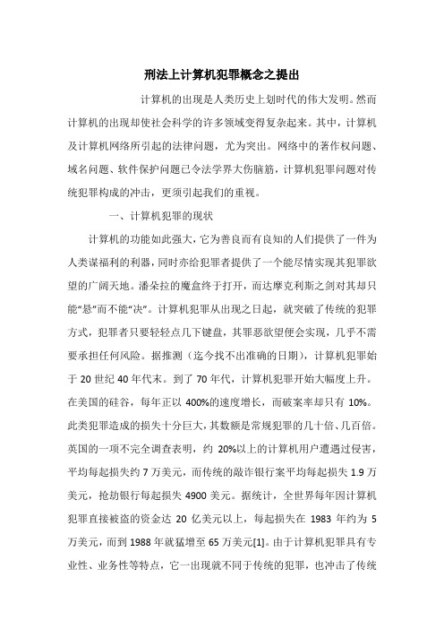 刑法上计算机犯罪概念之提出
