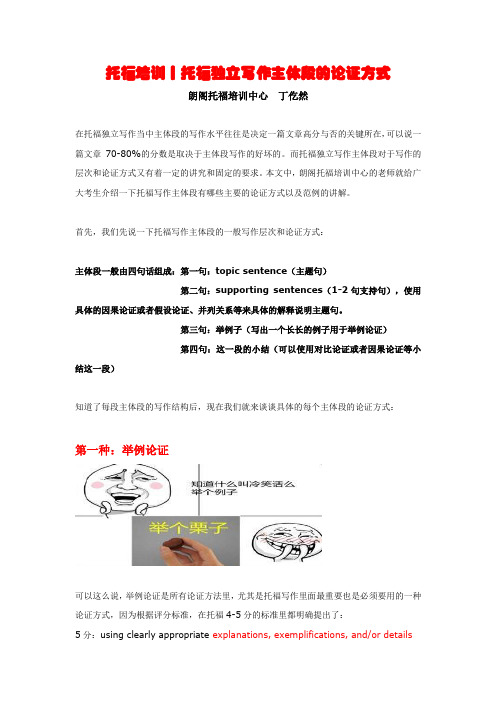 托福培训丨托福独立写作主体段的论证方式