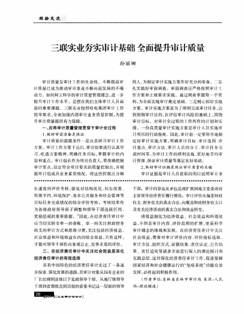 三联实业夯实审计基础全面提升审计质量