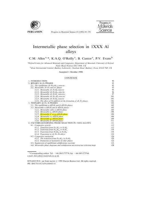 00, Intermetallic phase selection in 1XXX Al alloys