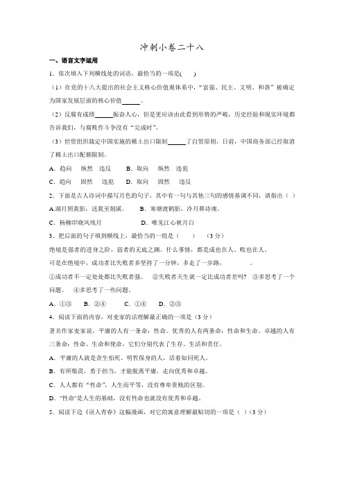 江苏省高考语文考前30天30练 冲刺小卷28 含答案